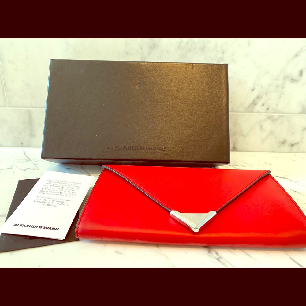 Alexander Wang red leather clutch